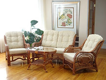 Load image into Gallery viewer, Malibu Lounge Armchair ECO Natural Rattan Wicker Handmade Design with Cream Cushion, Colonial (Light Brown)

