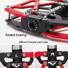 Load image into Gallery viewer, MZYRH Mountain Bike Pedals, Ultra Strong Colorful CNC Machined 9/16" Cycling Sealed 3 Bearing Pedals(Red 3 Bearings)
