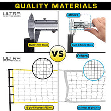Load image into Gallery viewer, Ultra Sporting Goods Volleyball Net - Includes 32x3 Feet Regulation Size Net, 8.5-Inch PU Volleyball, Carrying Bag, Boundary Lines, Steel Poles &amp; Pump - Height Adjustable for Men, Women &amp; Co-Ed Games
