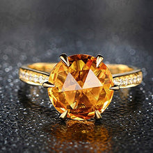 Load image into Gallery viewer, Wedding Engagement Solid 14K Yellow Gold Natural Citrine Gemstone Diamond Ring Finger Sizes 4 to 13 for Women
