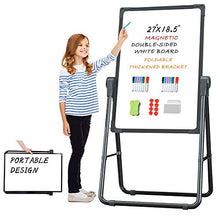 Load image into Gallery viewer, Pollenzic Stand White Board Double Sides Magnetic Dry Erase Easel White Board, 18.5x27 Inch, Portable Foldable with 1 Dry Eraser 16 Dry Erase Markers 8 Magnets Suit for Home Kids Office
