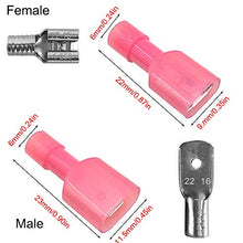 Load image into Gallery viewer, 180pcs Fully Insulated Wire Crimp Terminal Nylon Quick Connectors Wiring Male/Female Spade,YuCool Disconnect Electrical Connectors Assortment Kit AWG 22-16, 16-14, 12-10

