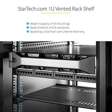 Load image into Gallery viewer, 1U Server Rack Shelf - Universal Vented Rack Mount Cantilever Tray for 19" Network Equipment Rack &amp; Cabinet - Heavy Duty Steel – Weight Capacity 44lb/20kg - 12" Deep Shelf, Black (SHELF-1U-12-FIXED-V)

