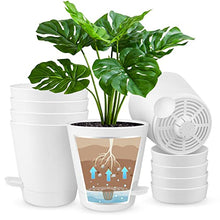 Load image into Gallery viewer, HOMENOTE 6" Bottom Watering Plant Pots, 6Pcs Self Watering Planters with Drainage Holes, Attached Saucer Reservoir and Watering Lip for Indoor Outdoor Flowers Plants Windowsill, White
