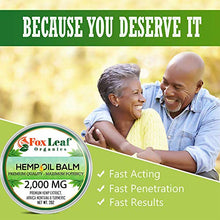 Load image into Gallery viewer, Foxleaf Organics Hemp Oil Balm w/Arnica &amp; Turmeric | 2,000 MG | Unscented | All Natural Formula | Made in USA – 2oz
