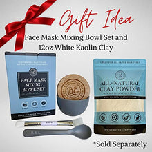 Load image into Gallery viewer, Clay Face Mask Mixing Bowl Set- Kit with Bamboo Lid, Spoon, Dual Sided Face Mask Brush Applicator Soft Silicone Spatula and Face Mask Brush for DIY Clay Mud Mask, Facials, Body and Hair (Grey)
