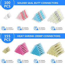 Load image into Gallery viewer, 255 PCS Heat Shrink Butt Connectors HIRALIY 100 PCS Solder Seal Wire Connectors &amp; 155 PCS Heat Shrink Crimp Connectors Waterproof Electrical Terminals Kit for Marine Automotive Motorcycle Wiring
