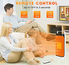 Load image into Gallery viewer, Space Heater - Portable Electric Heater with Remote Control, Fast-heating Ceramic Tower Heater Fan Adjustable Thermostat 12H Timer Overheat, Tip-over Protection, Office, Bedroom, Home, Oscillating Heater
