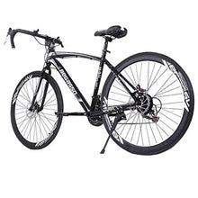 Load image into Gallery viewer, Lroplie R2 Commuter Aluminum Road Bike 21 Speed 700C Wheel Suspension Fork Rear Suspension Bicycles for Intermediate to Advanced Riders (Road Black 21 Speed)
