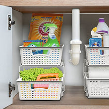 Load image into Gallery viewer, SimpleHouseware 2 Tier Bathroom Organizer Tray Pull-Out Sliding Drawer/Under-Sink Storage, White
