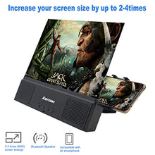 Load image into Gallery viewer, jteman 12'' 3D Mobile Phone Screen Magnifier with Bluetooth Speaker, HD Protable Movies Amplifier with Foldable Holder Stand, Support iPhone Xs Max/X / 8/8 Plus and Android All Smartphones

