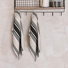 Load image into Gallery viewer, Urban Villa Set of 3 Kitchen Towels Highly Absorbent 100% Cotton Dish Towel 20X30 Inch with Mitered Corners Trendy Stripes Black/White Bar Towels &amp; Tea Towels
