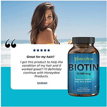 Load image into Gallery viewer, Biotin 10000mcg for Hair Skin and Nails - Honeydew Biotin Hair Vitamins for Faster Hair Growth and Nail Care - Vitamin B7 Biotin Hair Growth Vitamins for Women and Mens Hair Loss - 90 Veggie Capsules
