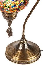 Load image into Gallery viewer, (18 Variations) CopperBull 2020 Turkish Moroccan Tiffany Style Handmade Colorful Mosaic Table Desk Bedside Night Swan Neck Lamp Light Lampshade, 19"
