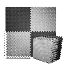 Load image into Gallery viewer, BEAUTYOVO Puzzle Exercise Mat with 12 Tiles Interlocking Foam Gym Mats, 24'' x 24'' EVA Foam Floor Tiles, Protective Flooring Mats Interlocking for Gym Equipment, Black/Gray
