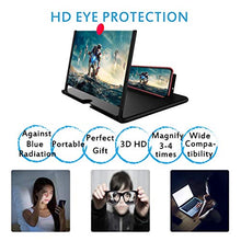 Load image into Gallery viewer, 12" Screen Magnifier –3D HD Mobile Phone Magnifier Projector Screen for Movies, Videos, and Gaming–Foldable Phone Stand with Screen Amplifier–Supports All Smartphones(Black)
