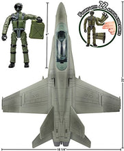 Load image into Gallery viewer, Click N’ Play Military Air Force F/A 18 Super Hornet Fighter Jet, 16 Piece Play Set with Accessories - Army Action Figures, Missiles, and More, Toy Jets for Boys 6+
