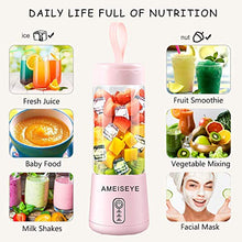 Load image into Gallery viewer, Portable Blender - Personal Size Juicer Cup Fruit Shakes Smoothie Mixer with 2600mAh Rechargeable Battery, Six Blades for Home,Travel,Sports,Gym (Pink)
