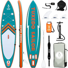 Load image into Gallery viewer, Tuxedo Sailor Inflatable 11'×30"×6" Ultra-Light SUP for All Skill Levels Everything Included with Stand Up Paddle Board, Adj Paddle, Pump, ISUP Travel Backpack, Leash 10L Waterproof Bag,Shoulder Strap

