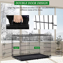 Load image into Gallery viewer, Vnewone Large Dog Crate Dog Cage Medium Dog Kennel Animal Pet Crate Pet Cage Metal Wire Double Door Folding Fully Equipped Outdoor Indoor with Plastic Tray and Handle (48")
