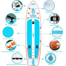 Load image into Gallery viewer, Tuxedo Sailor Inflatable Fishing Paddle Boards 12'×34"×6" SUP Fishing Stand Up Paddle Board,Shoulder Strap,Fins,ISUP Adj Paddle,Backpack,Fishing Support Bases,,Kayak Seat
