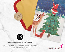 Load image into Gallery viewer, Papyrus Christmas Cards Boxed, Santa Reaching for a Holiday Star (14-Count)
