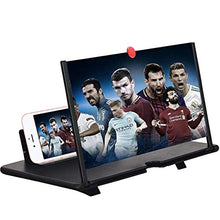 Load image into Gallery viewer, 12'' 3D Screen Magnifier for Cell Phone, HD Smart Phones Screen Enlarger Projector Movie Amplifier with Foldable Stand for iPhone Xs/XR/X/8/8 Plus/7/7 Plus/6S Samsung Galaxy S7 and All Mobile Phones
