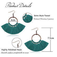 Load image into Gallery viewer, CASSIECA 12 Pairs Statement Tassel Hoop Earrings Bohemian Fan Dangle Hook Tassel Earrings Set Drop Ear Jewelry Set for Women
