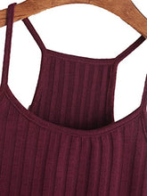 Load image into Gallery viewer, SheIn Women's Summer Basic Sexy Strappy Sleeveless Racerback Crop Top Burgundy Medium
