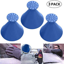 Load image into Gallery viewer, Yoruii Ice Scraper Magic Funnel Snow Removal Tool Round Windshield Cone-Shaped Car Windshield Snow Scraper (Blue 3Pack)

