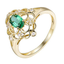 Load image into Gallery viewer, Beyond jewelry Natural Ruby Sapphire Emerald Diamond Engagement Ring in 14K Yellow Gold for Women
