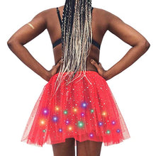 Load image into Gallery viewer, Women's LED Skirt Luminous Star Ballet Tutu Skirts Layered Mesh Tulle Skirt Light Up Dance Skirts Elastic Princess Skirt Party Carnival Costume (Red)
