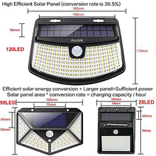 Load image into Gallery viewer, Aootek Solar Lights 120 LEDs with Lights Reflector,270 Degree Wide Angle, IP65 Waterproof, Security Lights for Front Door, Yard, Garage, Deck(4pack)

