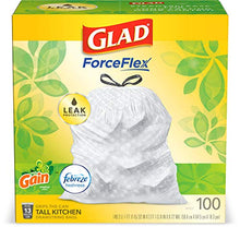 Load image into Gallery viewer, Glad ForceFlex Tall Kitchen Drawstring Trash Bags, 13 Gal, 100 Ct (Package May Vary)
