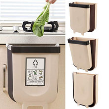 Load image into Gallery viewer, Hanging Trash Can,Silicone Folding Waste Bins Kitchen Foldable Trash Can Collapsible Small Garbage Can Compact Portable Waste Bin for Home Kitchen Room Cabinet Door Drawer - 9L/2.38 Gallon
