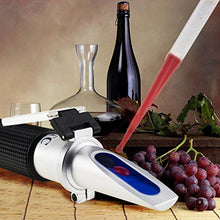 Load image into Gallery viewer, Refractometer for Grape Wine Making Dual-Scale - Automatic Temperature Compensation Alcohol 0-25% &amp; Brix 0-40% Hydrometer Specific Gravity

