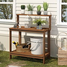 Load image into Gallery viewer, Furinno FG17478 Tioman Outdoor Patio Furniture Hardwood Potting Bench, Natural
