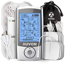 Load image into Gallery viewer, AUVON Rechargeable TENS Unit Muscle Stimulator, 3rd Gen 16 Modes TENS Machine with 8pcs 2"x2" Premium Electrode Pads (American Gel) for Pain Relief
