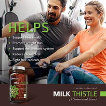 Load image into Gallery viewer, Organic Milk Thistle Capsules, 1500mg 4X Concentrated Extract with Silymarin is The Strongest Milk Thistle Supplement Available. Great for Liver Cleanse &amp; Detox! 120 Vegetarian Capsules
