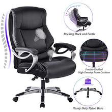 Load image into Gallery viewer, High Back Executive Office Chair - Big Tall Bonded Leather Ergonomic Computer Desk Swivel Chair, Thick Padded Headrest Wide Armrest
