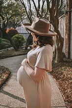 Load image into Gallery viewer, Peauty Maternity Dress Maternity Maxi Dress Maternity Dress for Photoshoot Ruffles Short Sleeve Light Mocha XXL Plus Size
