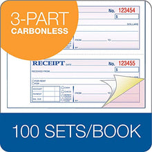 Load image into Gallery viewer, Adams Money and Rent Receipt Book, 3-Part, Carbonless, White/Canary/Pink,7 5/8" x 10 7/8", 100 Sets per Book, 5 Books, 500 Sets Total (TC1182)
