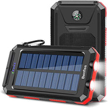 Load image into Gallery viewer, Solar Charger 20000mAh, BENFISS Ultra-Portable Durable Solar Power Bank with 2 USB Output 2 LED Flashlight and Compass, Waterproof Solar Battery Pack for Outdoor Activities/Emergency (Red)
