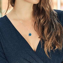 Load image into Gallery viewer, Gem Stone King 10K White Gold London Blue Topaz and White Created Sapphire Pendant Necklace For Women (8.54 Cttw Cushion Cut with 18 Inch Chain)
