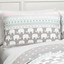 Load image into Gallery viewer, Lush Decor Elephant Striped Quilt Reversible 5 Piece Kids Bedding Set, Full/Queen, Pink &amp; Turquoise
