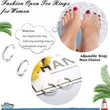 Load image into Gallery viewer, Udalyn 2 Pcs Sterling Silver Toe Rings for Women Cute Flower Toe Rings Hypoallergenic Adjustable Band Ring Hypoallergenic 925 Sterling Silver Open Toe Ring Set
