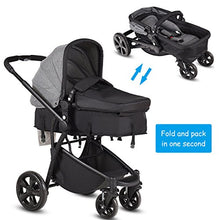 Load image into Gallery viewer, Costzon Infant Stroller, 2-in-1 Convertible Bassinet, Foldable Baby Carriage with Foot Cover, 5-Point Harness, Adjustable Recliner, Handlebar, Large Storage Basket (Gray)
