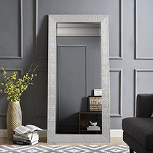 Load image into Gallery viewer, Mosaic Style Full Length Mirror Standing Hanging or Leaning Against Wall, Large Rectangle Free Standing Full Body Dressing Mirror, Wall-Mounted / Floor Mirror for Living Room - 31.5"W x 65.5"H, Silver
