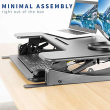 Load image into Gallery viewer, VIVO Black Height Adjustable 36 inch Stand up Desk Converter Quick Sit to Stand Tabletop Dual Monitor Riser (DESK-V000V)
