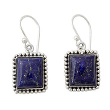 Load image into Gallery viewer, NOVICA Lapis Lazuli .925 Sterling Silver Rectangular Dangle Earrings 'Good Will Spirit'
